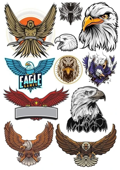 Kartal Sticker Set-2 11 Parça Telefon, Tablet, Defter, Laptop Sticker ürün görseli 1