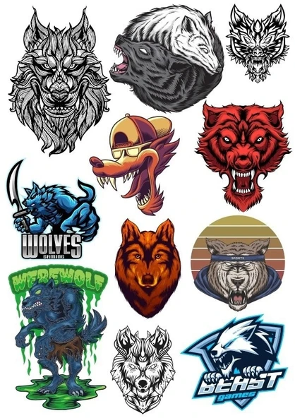 Kurt Wolf Sticker Set 11 Parça Telefon, Tablet, Defter, Laptop Sticker ürün görseli 1