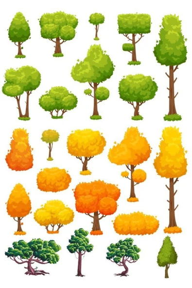 Ağaçlar sticker Set-2 15 Parça Telefon, Tablet, Defter, Laptop Sticker ürün görseli 1