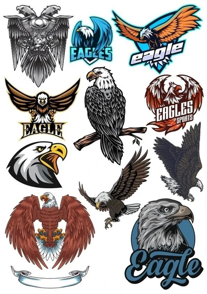 Kartal Eagle Sticker Set 11 Parça Telefon, Tablet, Defter, Laptop Sticker ürün görseli 1