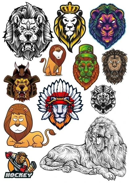 Aslan Sticker Set-6 12 Parça Telefon, Tablet, Defter, Laptop Sticker ürün görseli 1