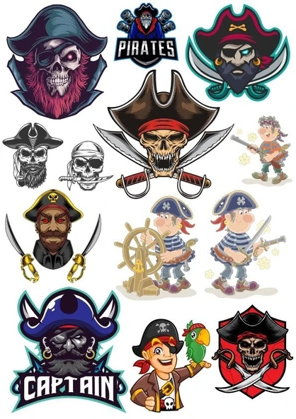 Korsan Kuru Kafa Sticker Set-5 13 Parça Telefon, Tablet, Defter, Laptop Sticker ürün görseli 1