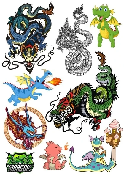 Ejderha Dragon Sticker Set-5 10 Parça Telefon, Tablet, Defter, Laptop Sticker ürün görseli 1