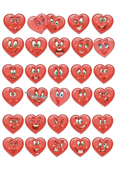 Kalp Emoji Sticker Set 30 Parça Telefon, Tablet, Defter, Laptop Sticker ürün görseli 1