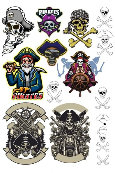 Kuru Kafa Korsan Sticker-1 13 Parça Telefon, Tablet, Defter, Laptop Sticker ürün görseli 1