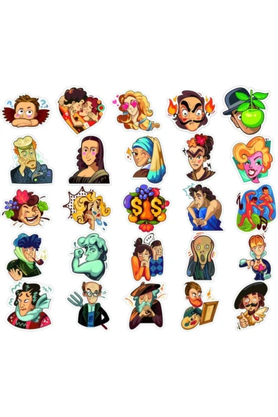 Yüzler İnsanlar Sticker Set 24 Parça Telefon, Tablet, Defter, Laptop Sticker ürün görseli 1