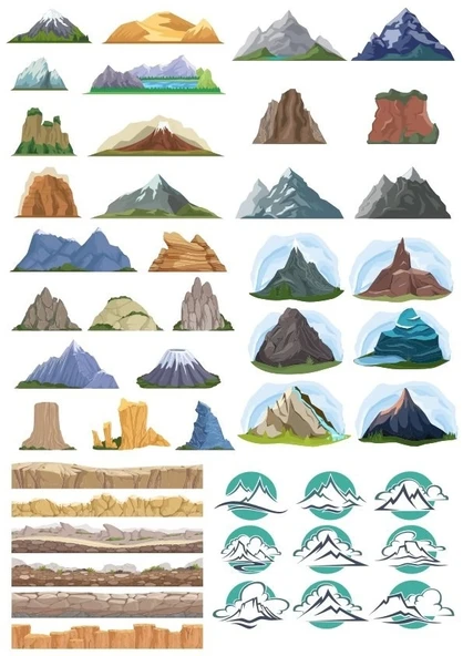 Dağ Sticker Set-1 19 Parça Telefon, Tablet, Defter, Laptop Sticker ürün görseli 1
