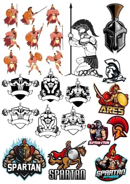 Spartan Savaşçı Sticker Set-2 15 Parça Telefon, Tablet, Defter, Laptop Sticker ürün görseli 1