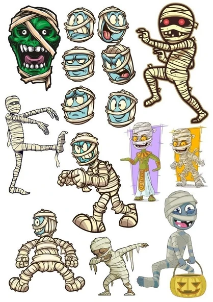 Mumya Sticker Set 13 Parça Telefon, Tablet, Defter, Laptop Sticker ürün görseli 1
