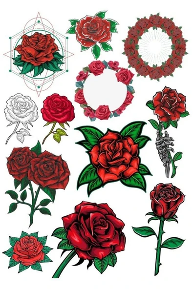 Gül Sticker Set 15 Parça Telefon, Tablet, Defter, Laptop Sticker ürün görseli 1