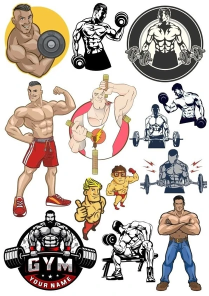 GYM fitness Sticker Set 15 Parça Telefon, Tablet, Defter, Laptop Sticker ürün görseli 1