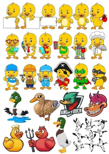 Ördek Temalı Sticker Set-3 25 Parça Telefon, Tablet, Defter, Laptop Sticker ürün görseli 1