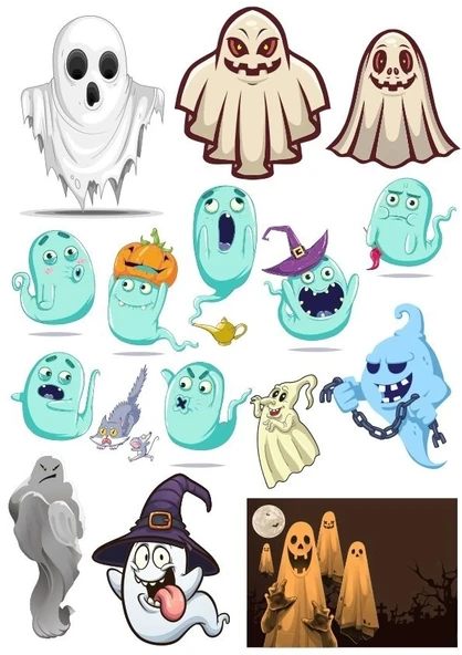 Hayalet Sticker Set-2 17 Parça Telefon, Tablet, Defter, Laptop Sticker ürün görseli 1