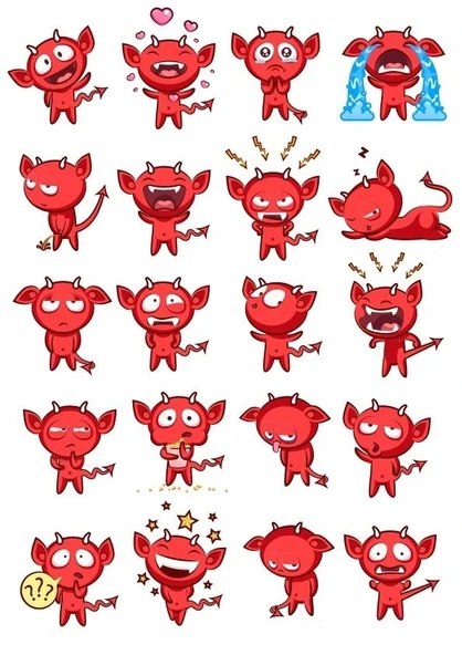 Şeytan Çocuk Sticker Set 20 Parça Telefon, Tablet, Defter, Laptop Sticker ürün görseli 1