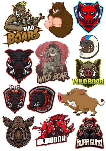Kızgın Domuz Sticker Set-1 13 Parça Telefon, Tablet, Defter, Laptop Sticker ürün görseli 1