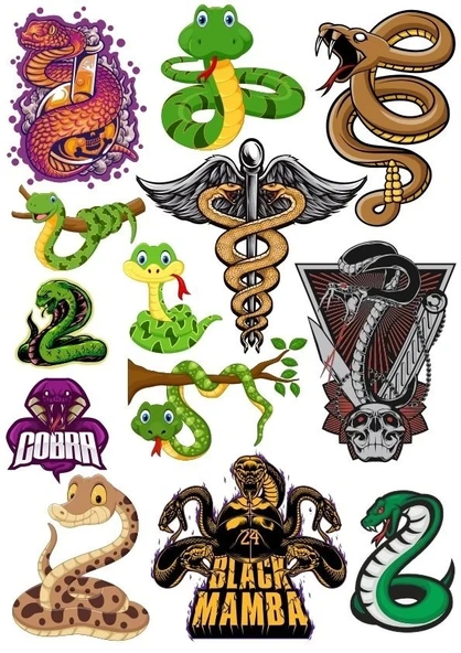Yılan Cobra Sticker-1 15 Parça Telefon, Tablet, Defter, Laptop Sticker ürün görseli 1