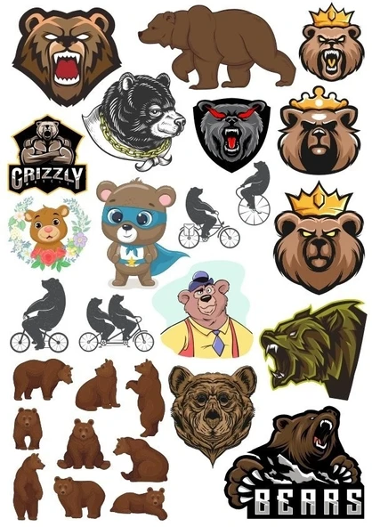 Ayı Sticker Set-10 15 Parça Telefon, Tablet, Defter, Laptop Sticker ürün görseli 1