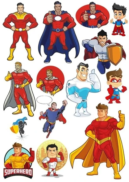 Süper Kahramanlar Sticker Set 14 Parça Telefon, Tablet, Defter, Laptop Sticker ürün görseli 1