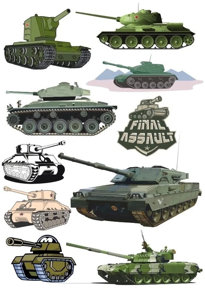 Tank Sticker Set-2 11 Parça Telefon, Tablet, Defter, Laptop Sticker ürün görseli 1