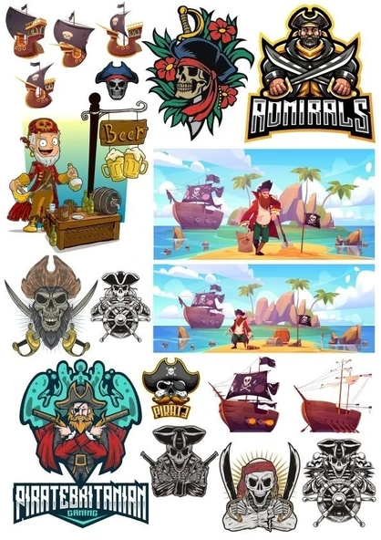 Korsan Kuru Kafa Sticker Set-3 15 Parça Telefon, Tablet, Defter, Laptop Sticker ürün görseli 1