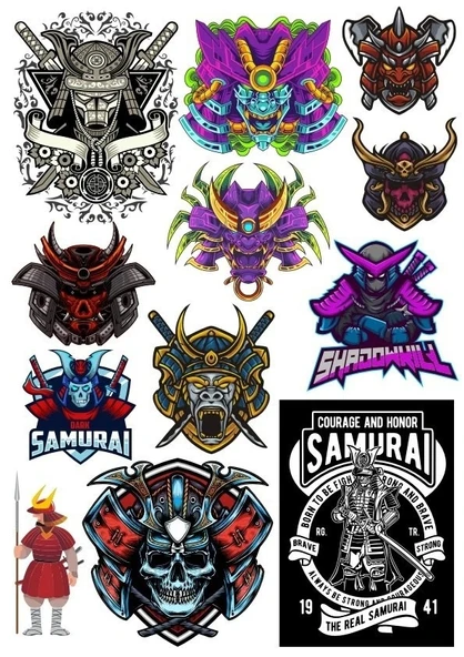Kuru Kafa Samurai Sticker Set 12 Parça Telefon, Tablet, Defter, Laptop Sticker ürün görseli 1