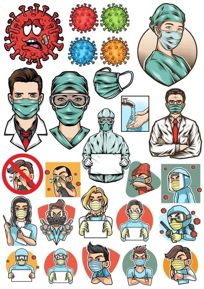 Doktor Virüs Temalı Sticker Set 15 Parça Telefon, Tablet, Defter, Laptop Sticker ürün görseli 1