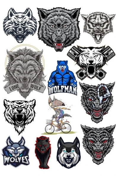 Kurt Wolfs Sticker Set-1 13 Parça Telefon, Tablet, Defter, Laptop Sticker ürün görseli 1