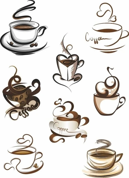 Kahve Sticker Set 8 Parça Telefon, Tablet, Defter, Laptop Sticker ürün görseli 1