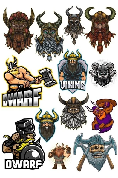 Savaşçı Warior Sticker Set-2 13 Parça Telefon, Tablet, Defter, Laptop Sticker ürün görseli 1