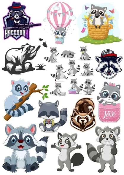 Racun Sticker Set-3 17 Parça Telefon, Tablet, Defter, Laptop Sticker ürün görseli 1