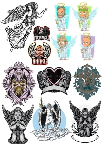 Melek Sticker Set 13 Parça Telefon, Tablet, Defter, Laptop Sticker ürün görseli 1