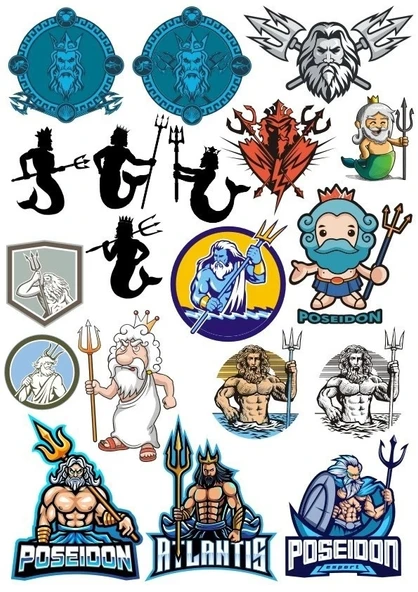 Poseidon Sticker Set-2 15 Parça Telefon, Tablet, Defter, Laptop Sticker ürün görseli 1
