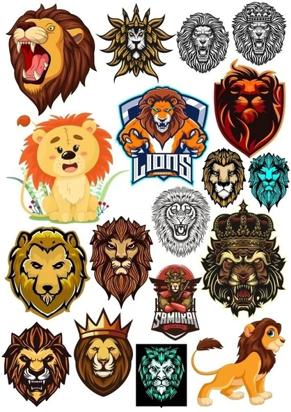 Aslanlar Lions Sticker Set-1 15 Parça Telefon, Tablet, Defter, Laptop Sticker ürün görseli 1