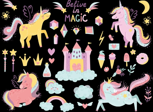 Unicorn Stciker Set-3 20 Parça Telefon, Tablet, Defter, Laptop Sticker ürün görseli 1
