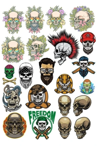 Kurukafa Sticker Set-2 16 Parça Telefon, Tablet, Defter, Laptop Sticker ürün görseli 1