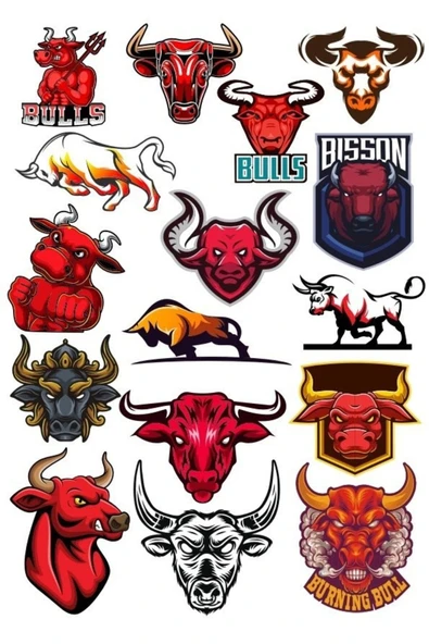 Boğa Sticker Set-6 13 Parça Telefon, Tablet, Defter, Laptop Sticker ürün görseli 1