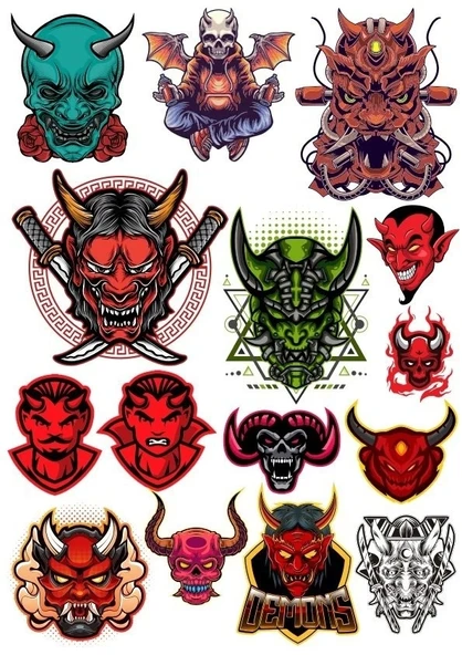 Kuru Kafa Şeytan Sticker Set 14 Parça Telefon, Tablet, Defter, Laptop Sticker ürün görseli 1