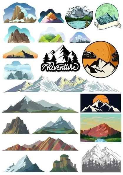 Dağlar Sticker Set-2 19 Parça Telefon, Tablet, Defter, Laptop Sticker ürün görseli 1