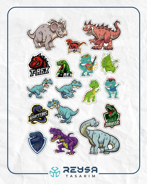 Dino Dinazro Sticker Set-1 9 Parça Telefon, Tablet, Defter, Laptop Sticker ürün görseli 1