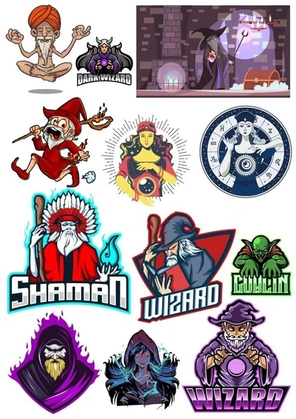 Shaman Büyücü Sticker Set-1 14 Parça Telefon, Tablet, Defter, Laptop Sticker ürün görseli 1