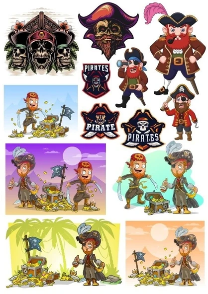 Korsanlar Sticker Set-2 13 Parça Telefon, Tablet, Defter, Laptop Sticker ürün görseli 1