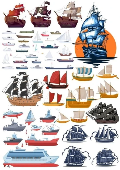 Gemi Sticker Set-2 25 Parça Telefon, Tablet, Defter, Laptop Sticker ürün görseli 1
