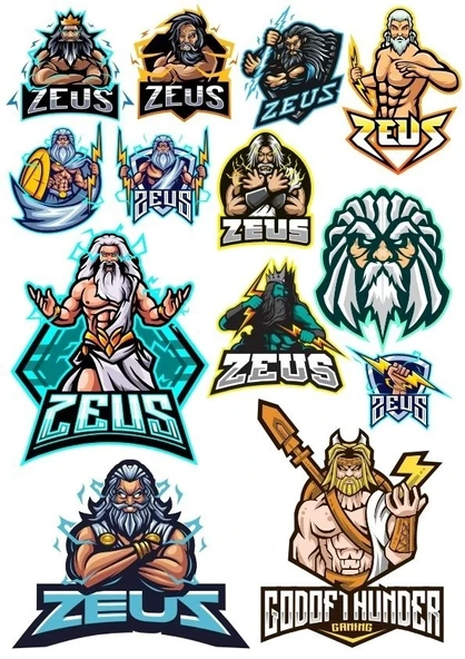 Zeus Sticker Set-2 13 Parça Telefon, Tablet, Defter, Laptop Sticker ürün görseli 1