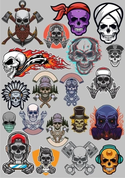 Kurukafa Sticker Set-3 24 Parça Telefon, Tablet, Defter, Laptop Sticker ürün görseli 1