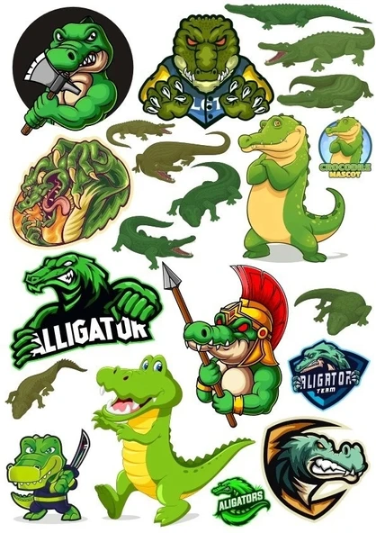 Timsah Sticker Set-11 17 Parça Telefon, Tablet, Defter, Laptop Sticker ürün görseli 1