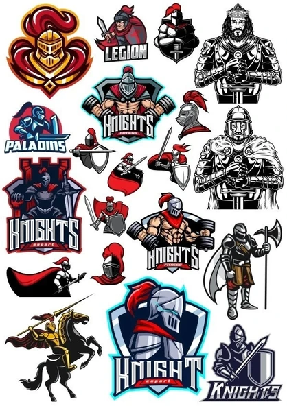 Knight Şövalye Sticker Set-10 25 Parça Telefon, Tablet, Defter, Laptop Sticker ürün görseli 1