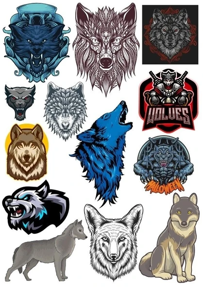 Kurt Wolf Sticker Set-13 14 Parça Telefon, Tablet, Defter, Laptop Sticker ürün görseli 1