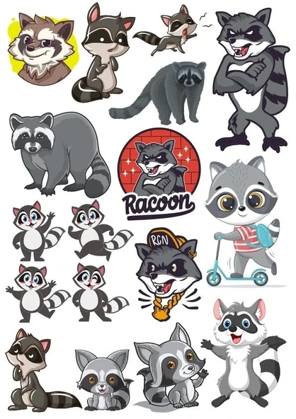 Racun Sticker Set-4 17 Parça Telefon, Tablet, Defter, Laptop Sticker ürün görseli 1