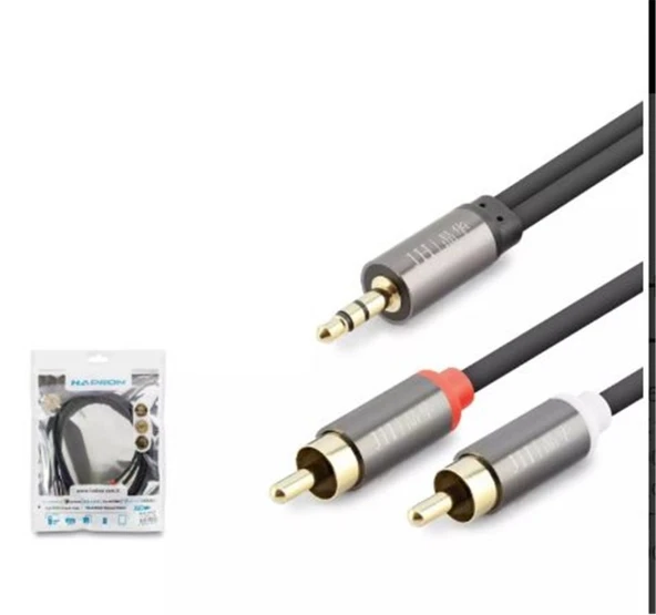 HADRON HDX1067 3.5MM TO 2RCA KABLO 2LINE GOLD 1.5M SİYAH ürün görseli 1