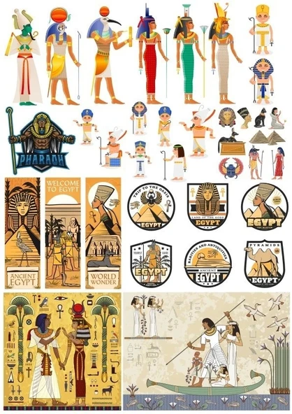 Mısır Temalı Sticker Set-5 17 Parça Telefon, Tablet, Defter, Laptop Sticker ürün görseli 1